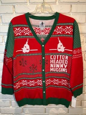 Ugly Christmas Sweater ELF themed cardigan XXL NWT